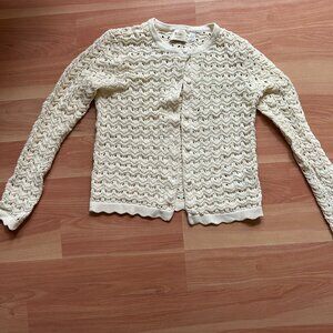 Elie Tahari Cream Crochet Knit Cardigan